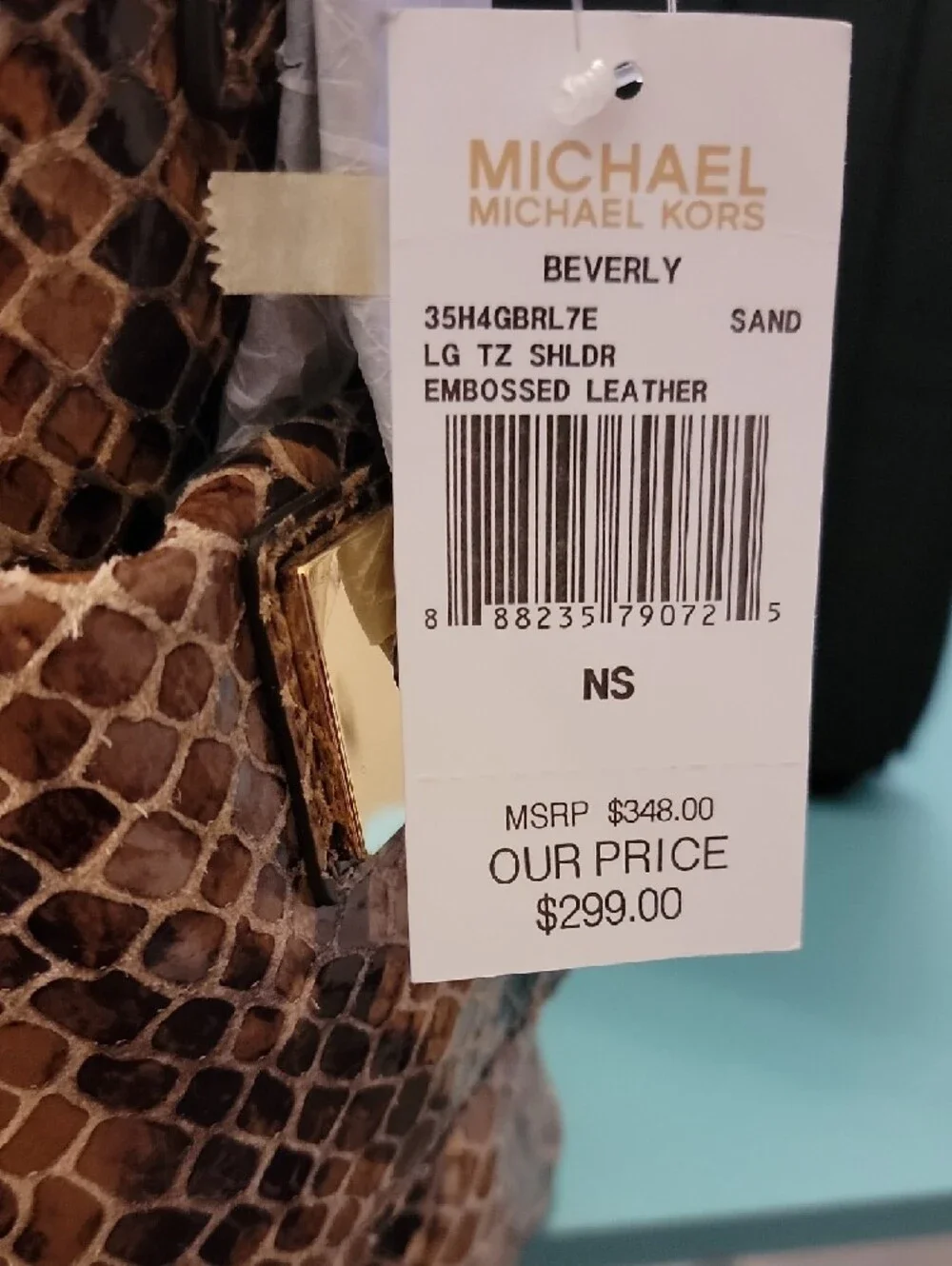 Michael Kors Tan Brown Snakeskin-Print Shoulder Bag - Picture 8 of 8